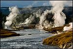 Photo: Geothermal vents and steam along the Firehole River, Upper Geyser Basin, Yellowstone National Park, Wyoming