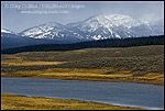 Picture: First snowstorm in early fall on mountains above the Yellowstone River, Hayden Valley, Yellowstone National Park, Wyoming